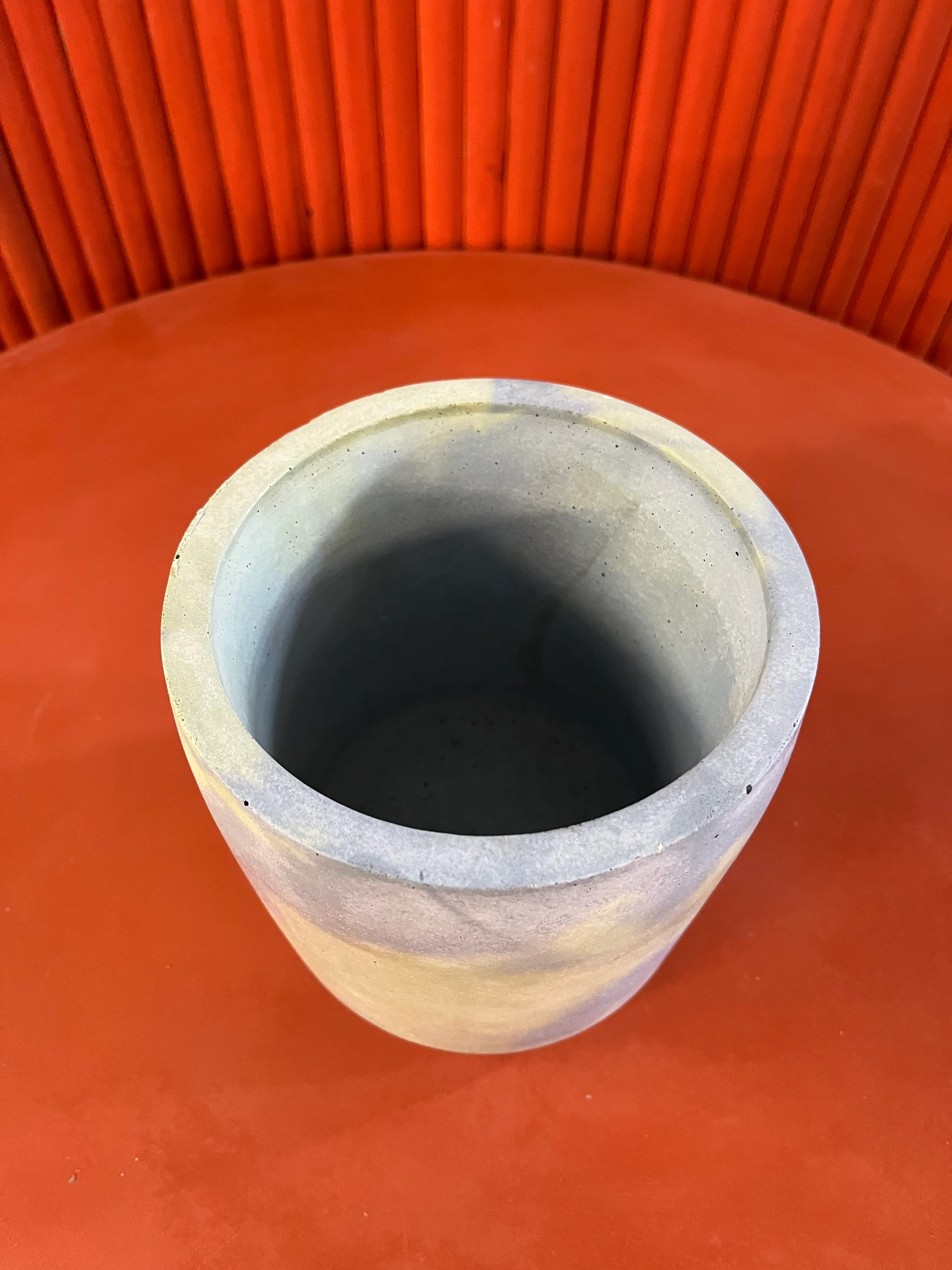 Outlet Large Cylinder Concrete Pot - Green & Blue - Image 2