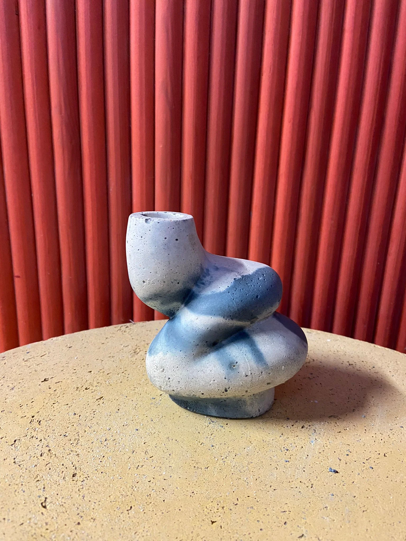 Outlet Little Glob Concrete Candle Holder - Denim and White
