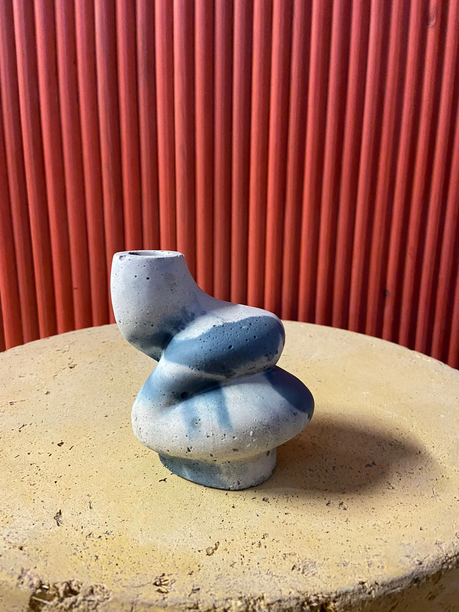 Outlet Little Glob Concrete Candle Holder - Denim and White - Image 2