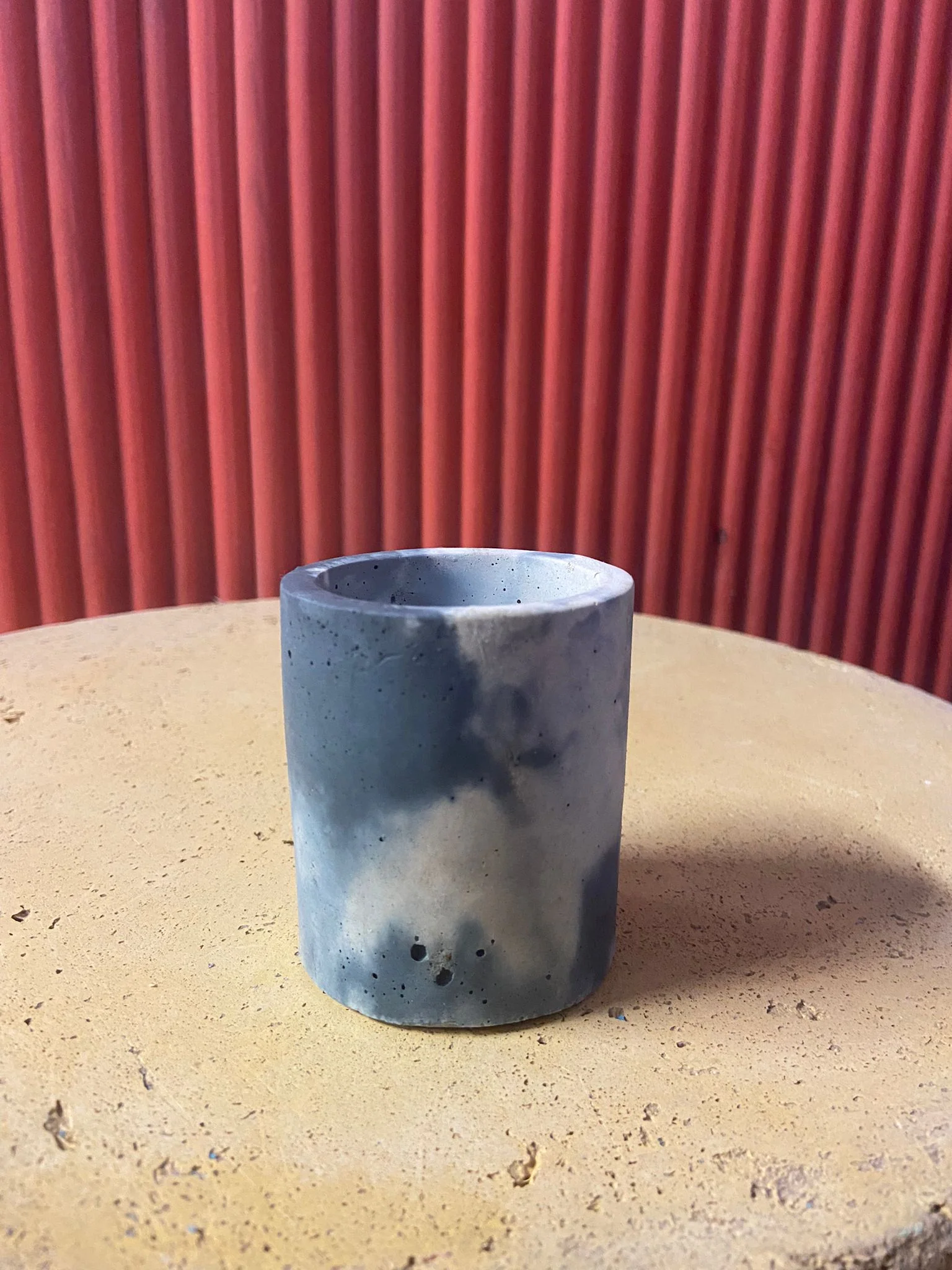 Outlet Set of 3 Small Concrete Cylinders - Denim and White - Image 2