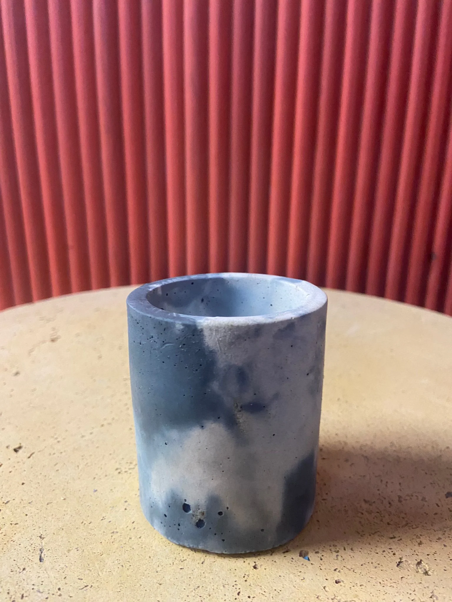 Outlet Set of 3 Small Concrete Cylinders - Denim and White - Image 3