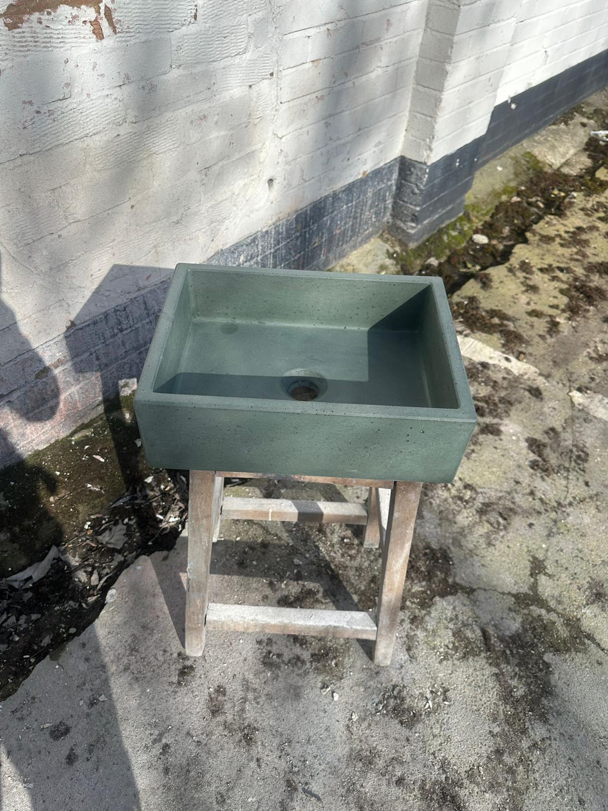 Sample Sale -  Concrete Sink - The Mini Rectangle - Beulah Green - Image 5